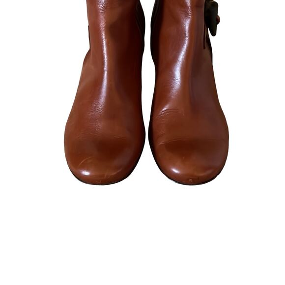 Italian Leather Faux Fur Trimmed Heeled Boots Womans Size 39 US 9 - Picture 6 of 10